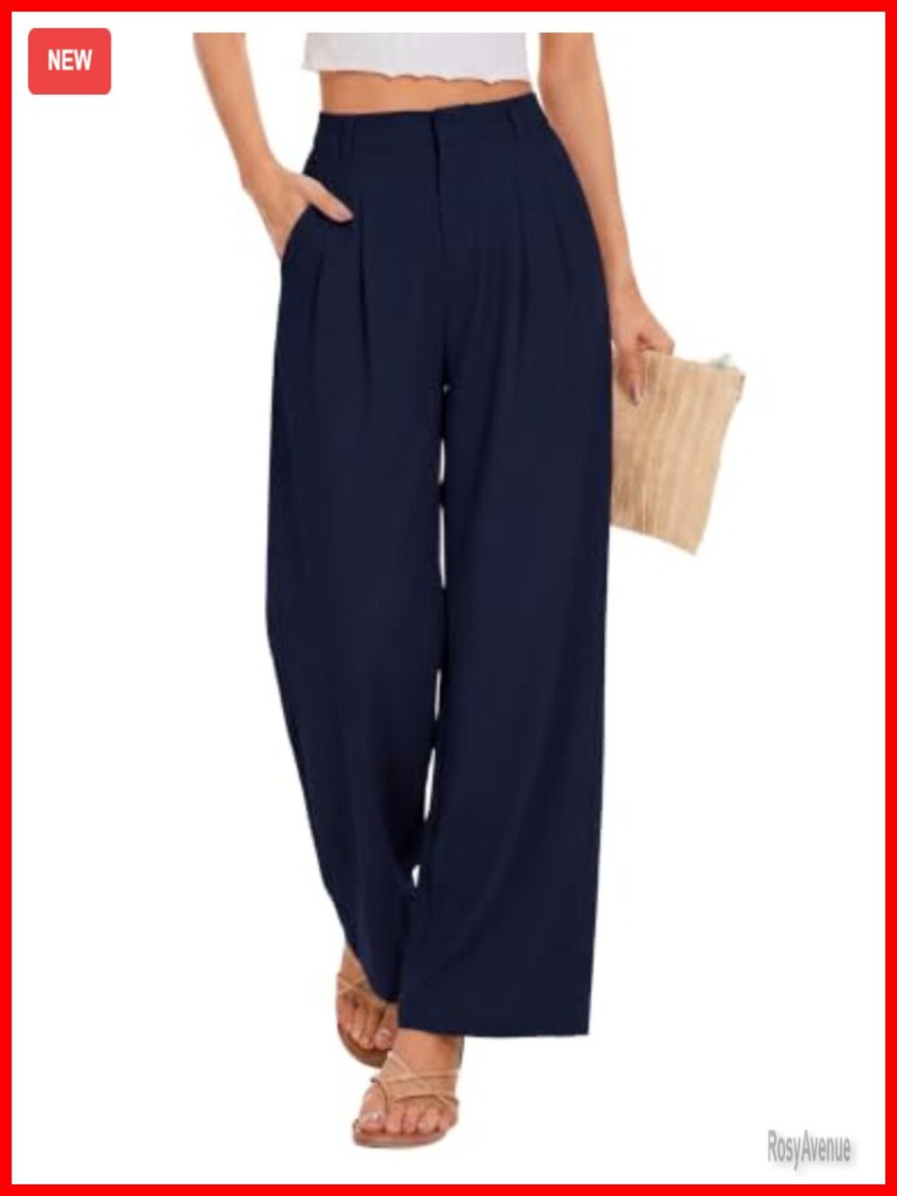 High Waist Wide Leg Palazzo Pants with Pockets Pleated